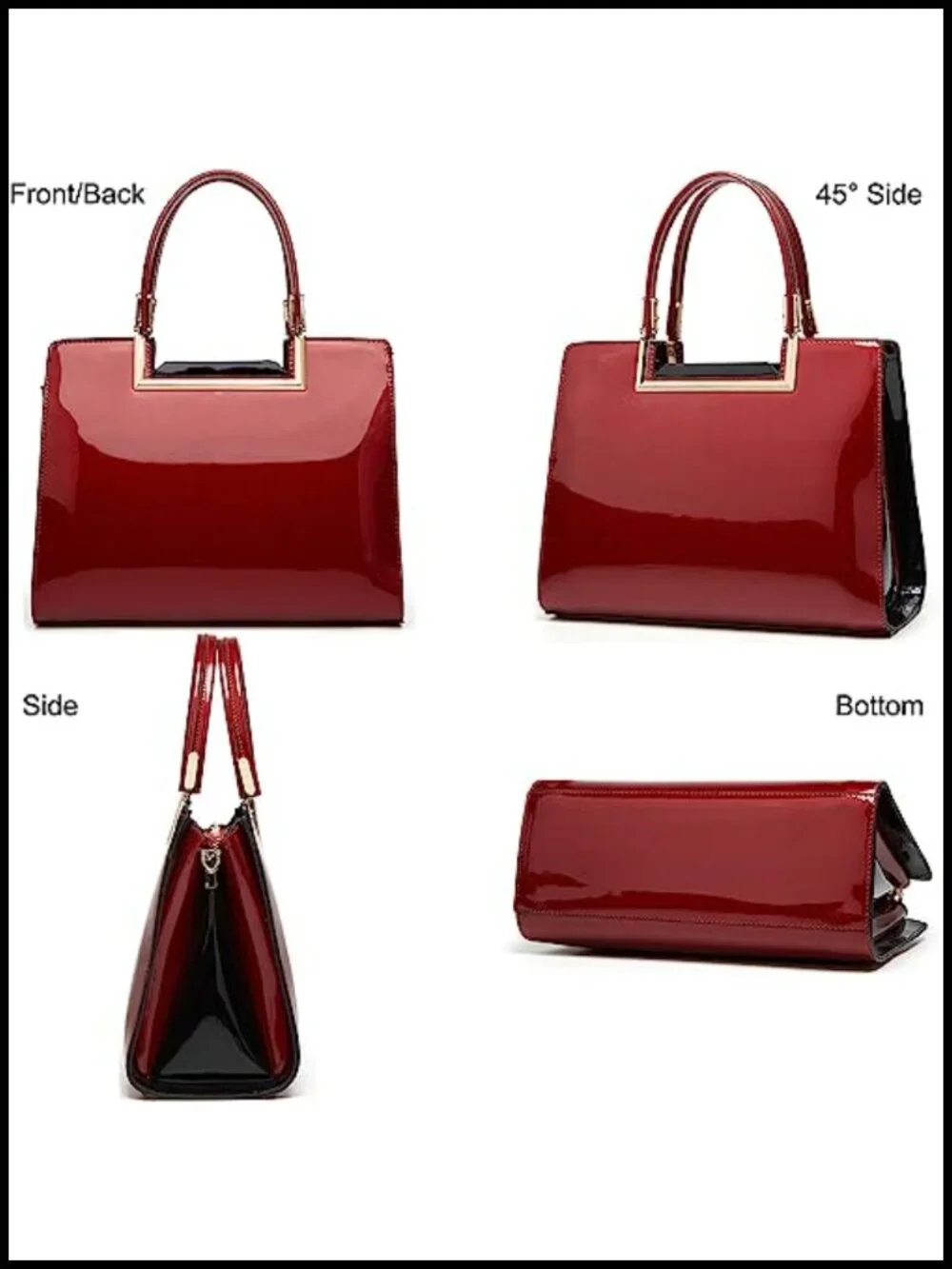 Patent Leather Satchel Bag Top Handle Crossbody Shoulder Purse